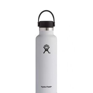 Hydro Flask Matte White Bottle with Black Lid